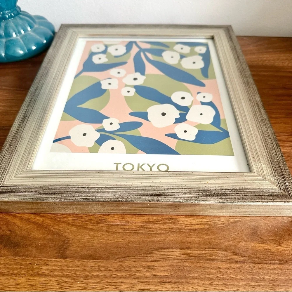 Tokyo Flower Market Poster Silver Framed Wall Art Retro Colorful Souvenir Print